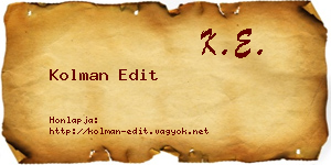 Kolman Edit névjegykártya